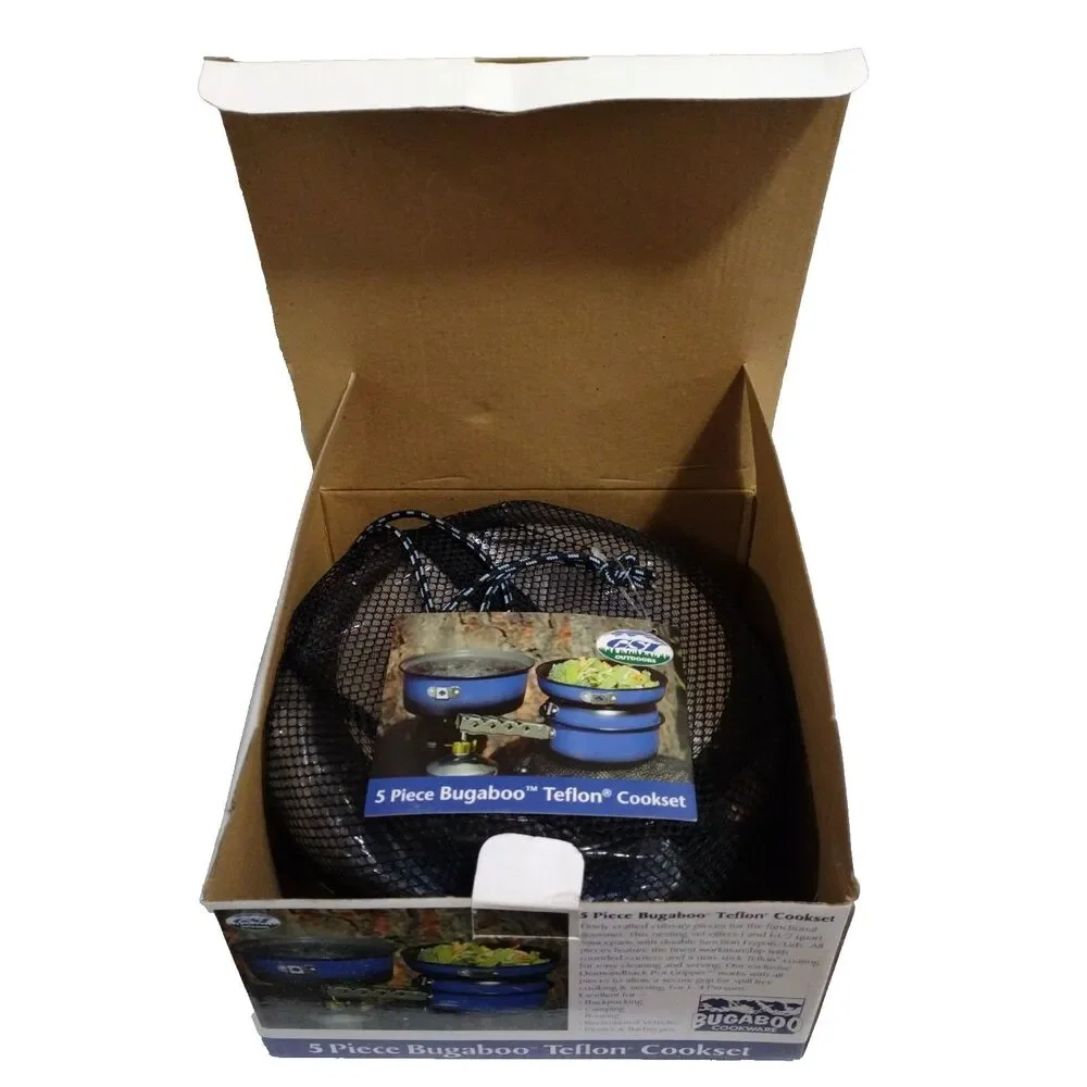 GSI Outdoors Bugaboo 5 pc Teflon Cookset Blue Non-Stick Aluminum Camp Tailgate
